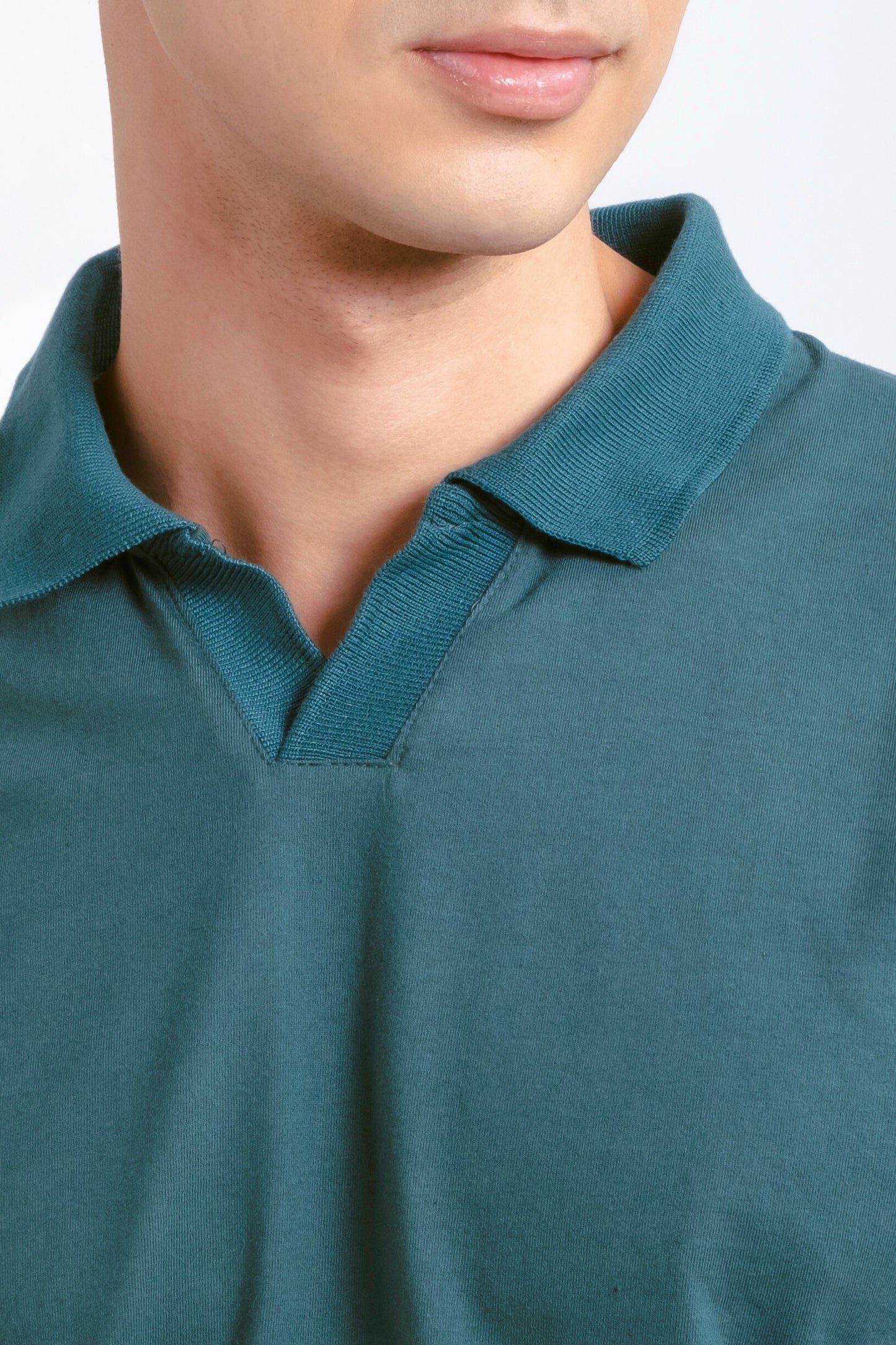 Relaxed V-Neck Polo Shirt - British Racing Green