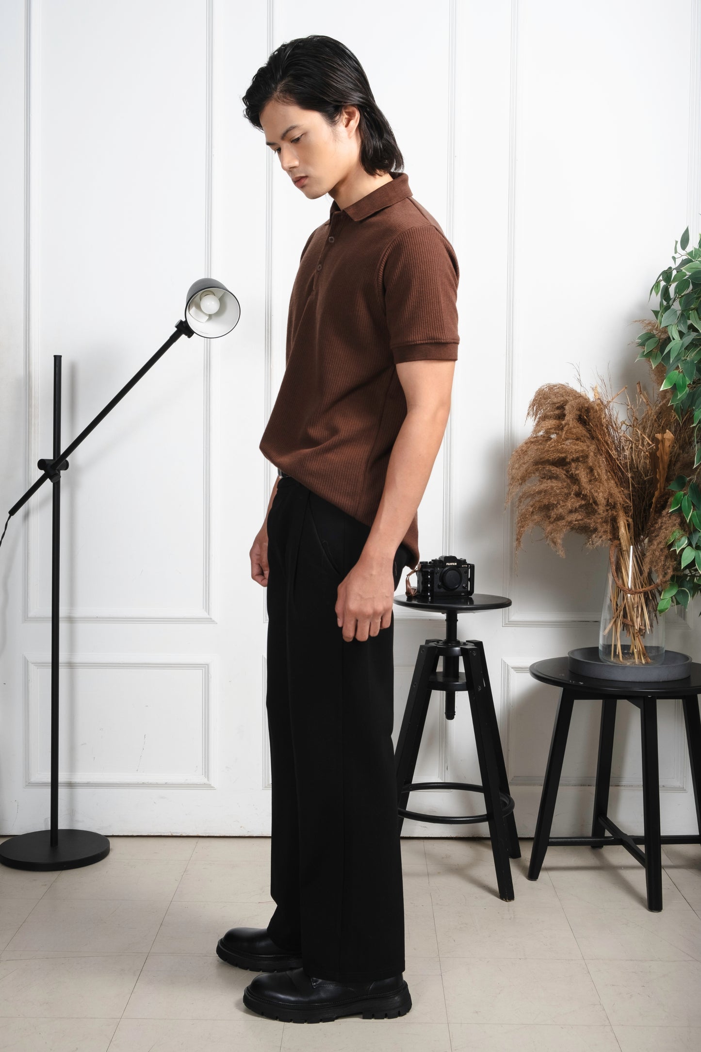 Slim-Fit Knitted Polo Shirt - Cedar Brown