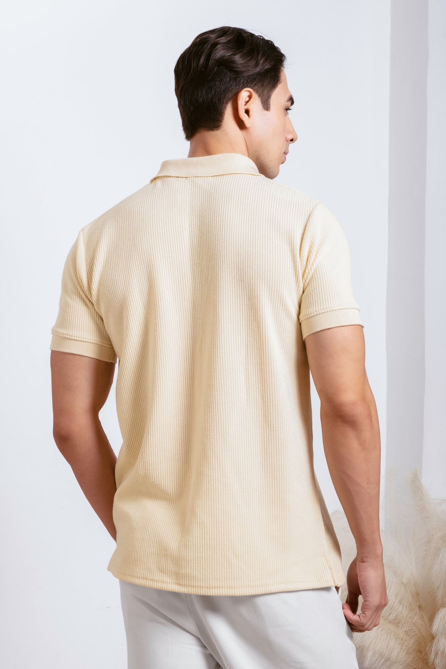 Slim-Fit Knitted Polo Shirt - Tuscan Cream