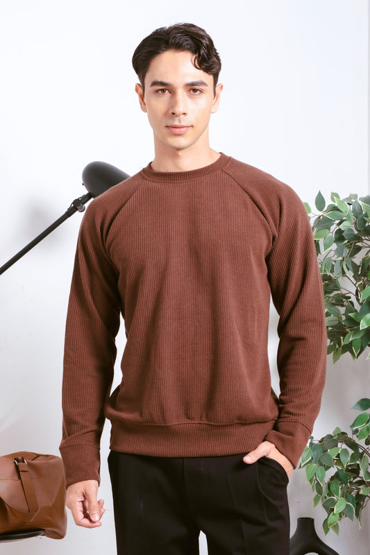 Tailored Fit Knitted Sweater - Cedar Brown