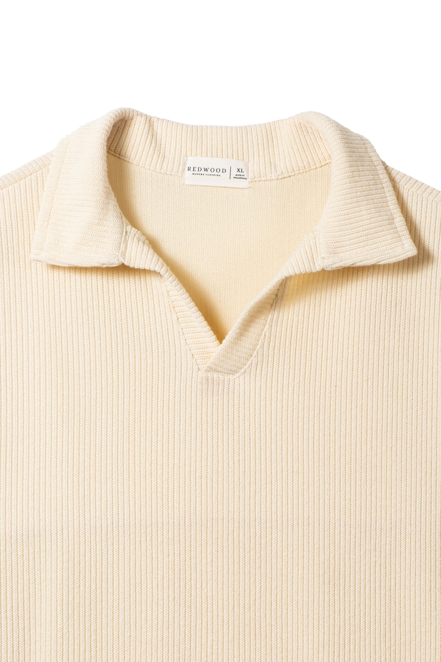 Knitted Open Collar Polo Shirt - Tuscan Cream