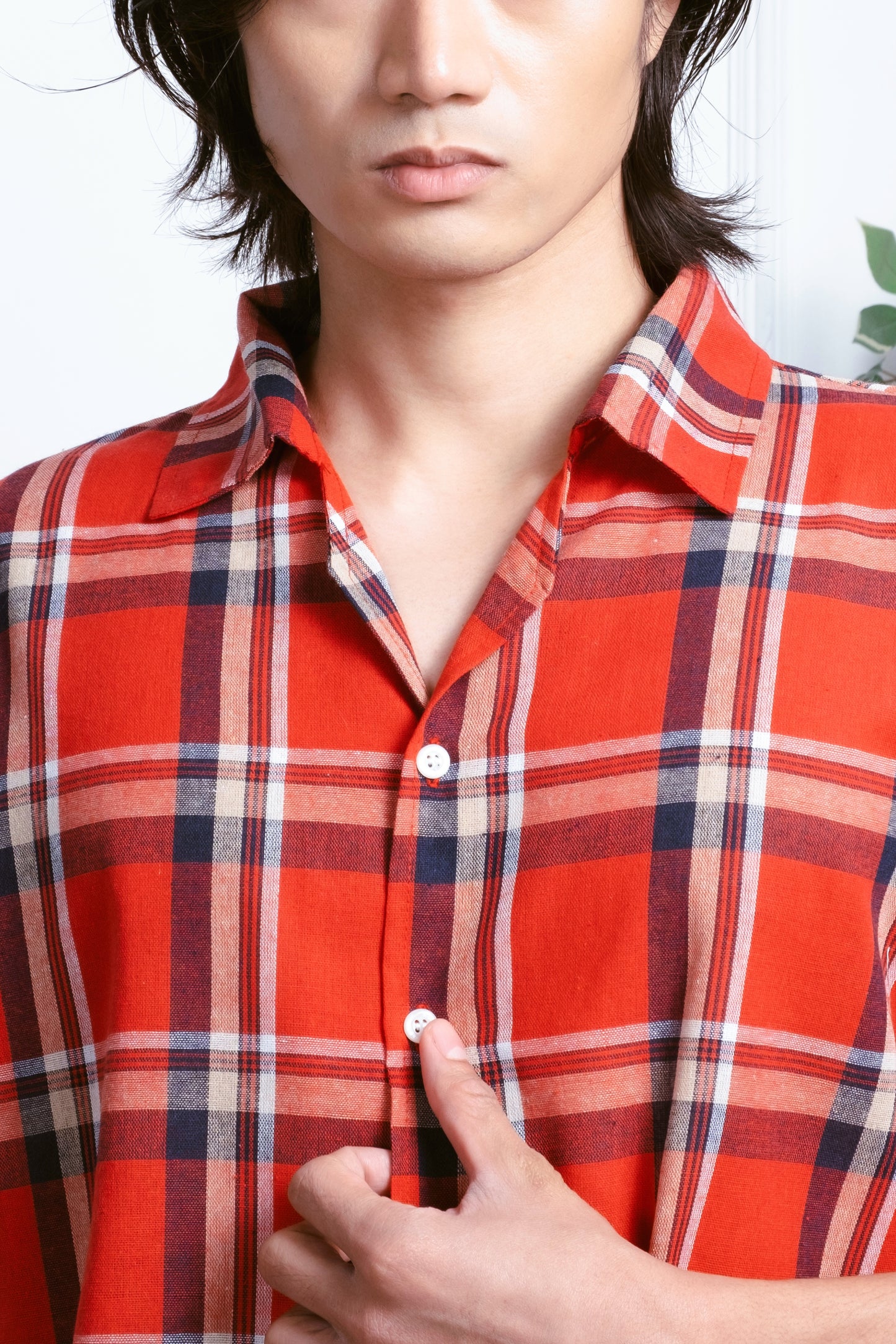 Vintage Boxy Cropped Shirt - Crimson Red
