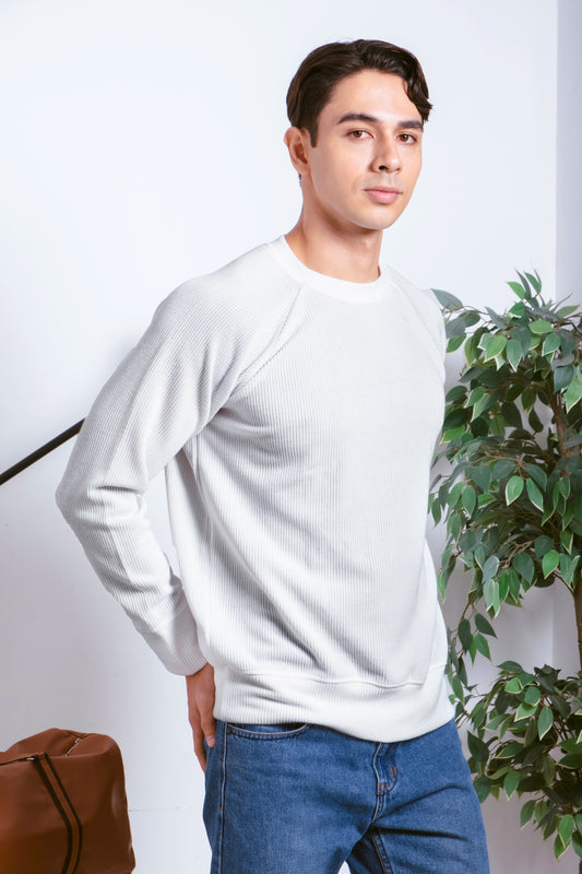 Tailored Fit Knitted Sweater - Classic White