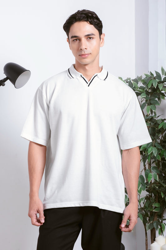 Oxford Knit Polo Shirt - White