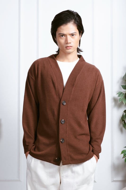 Knitted Cardigan - Cedar Brown