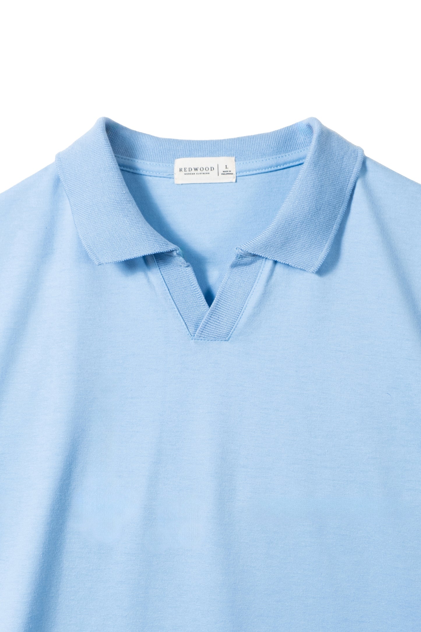 Relaxed V-Neck Polo Shirt - Powder Blue