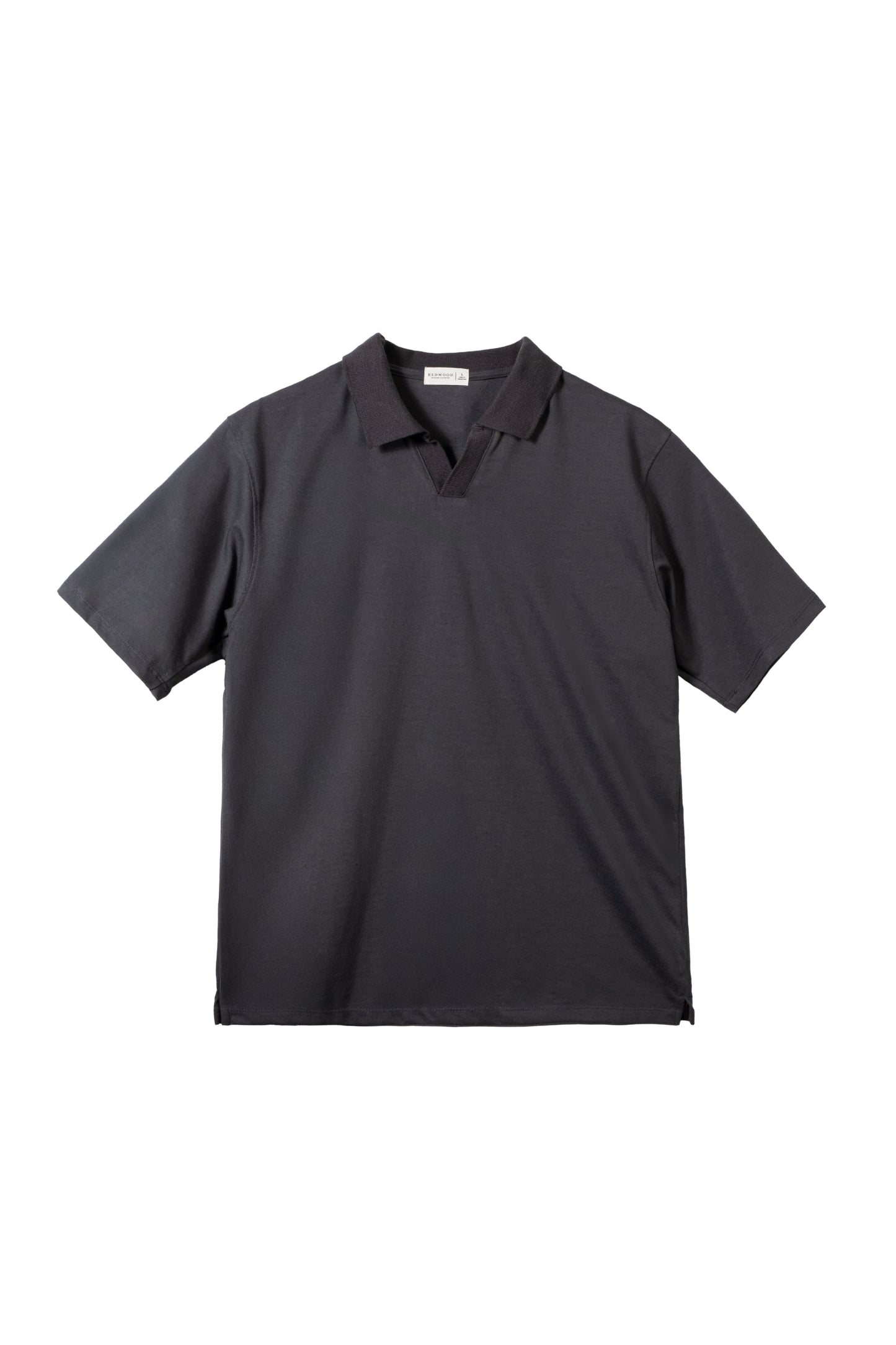 Cotton V-Neck Polo Shirt - Dark Gray