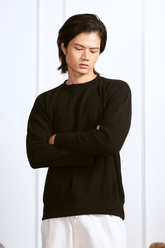 Tailored Fit Knitted Sweater - Black