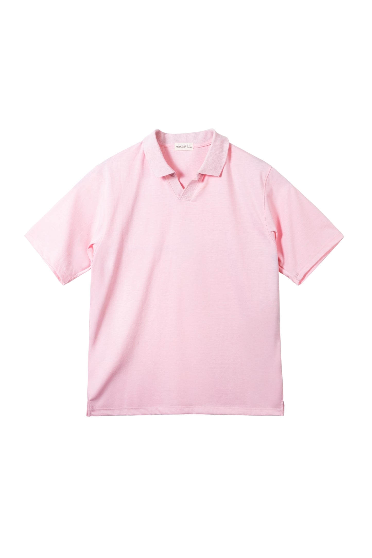 Relaxed V-Neck Polo Shirt - Light Pink