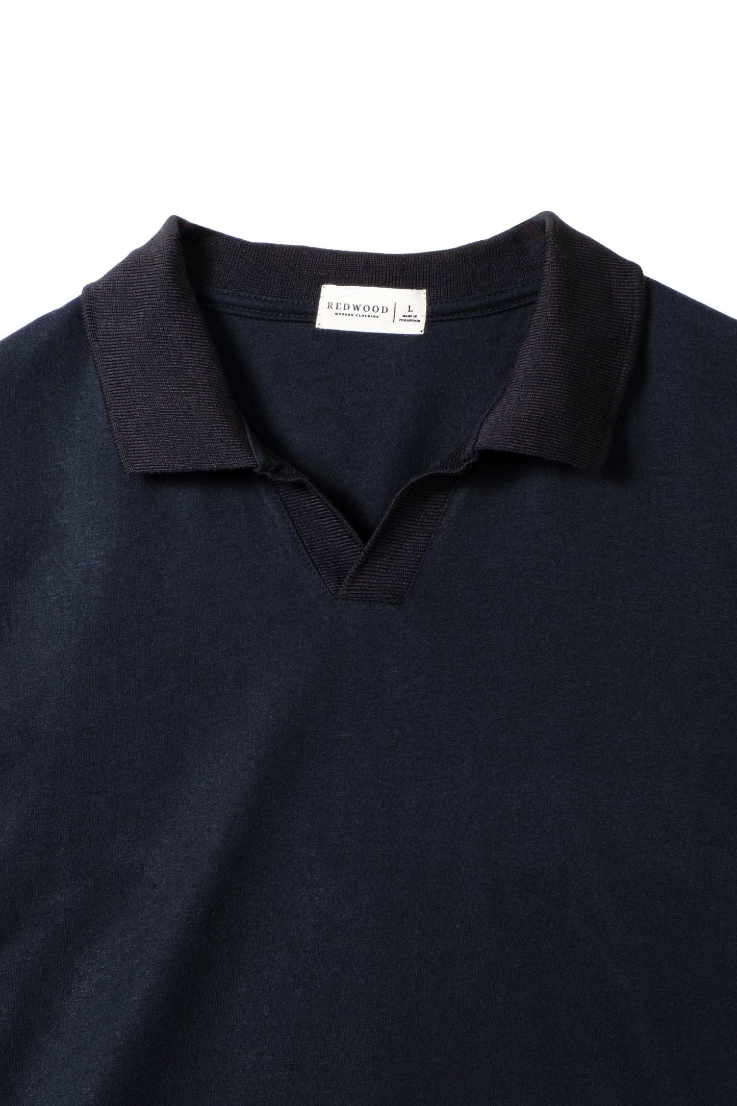 Relaxed V-Neck Polo Shirt - Black