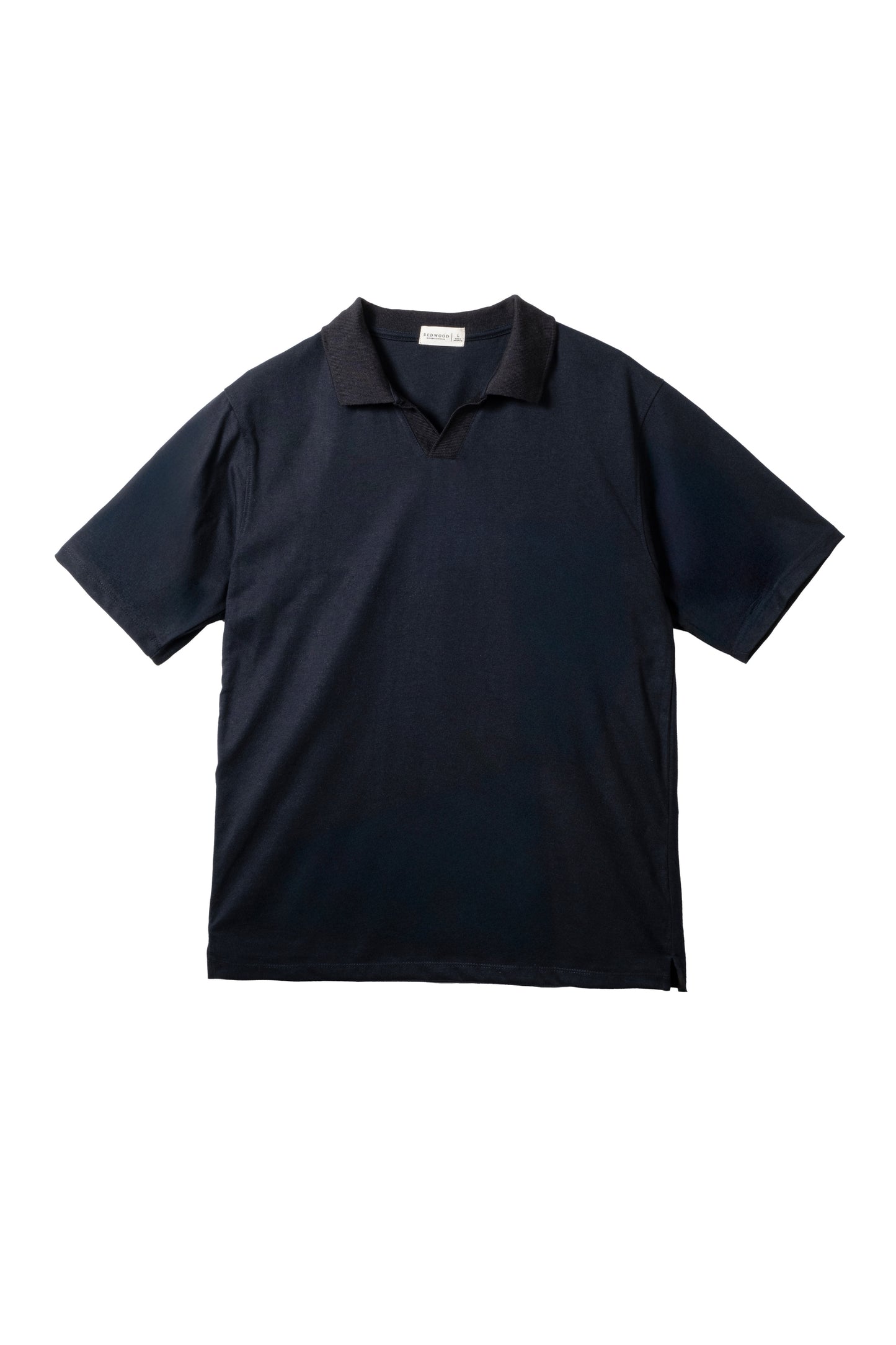 Relaxed V-Neck Polo Shirt - Black