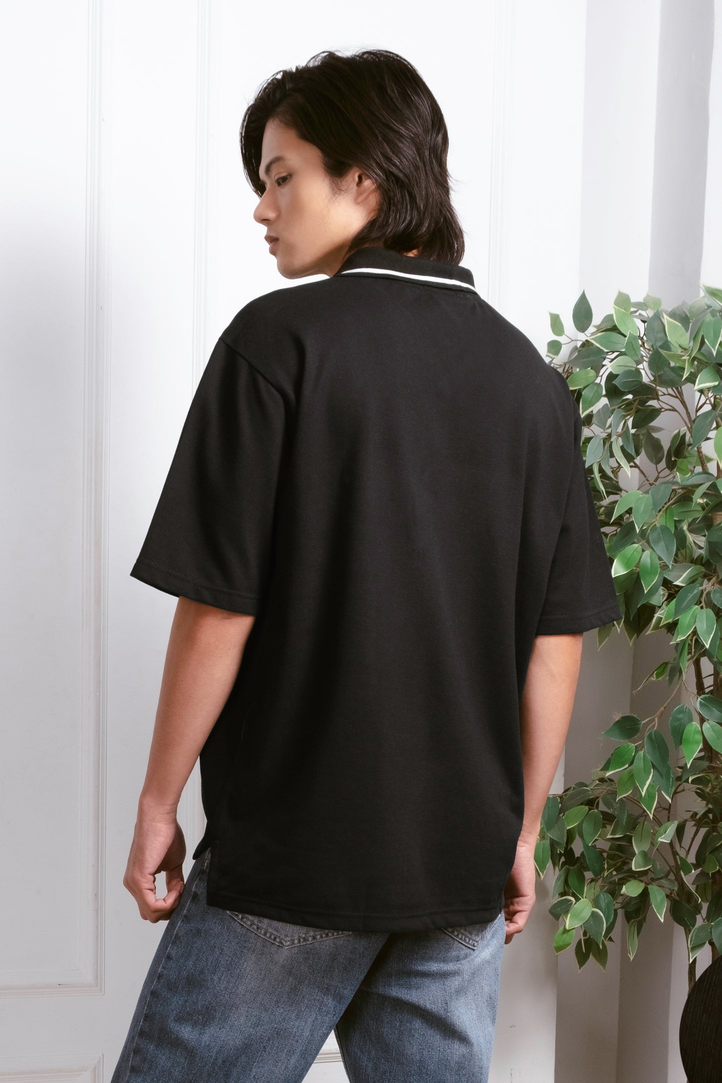 Oxford Knit Polo Shirt - Black