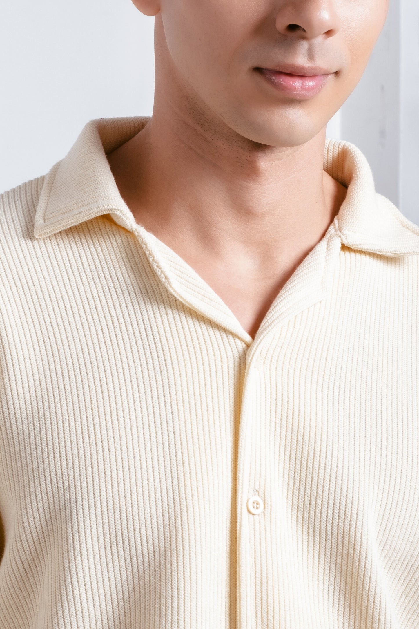 Cropped Knitted Shirt - Tuscan Cream