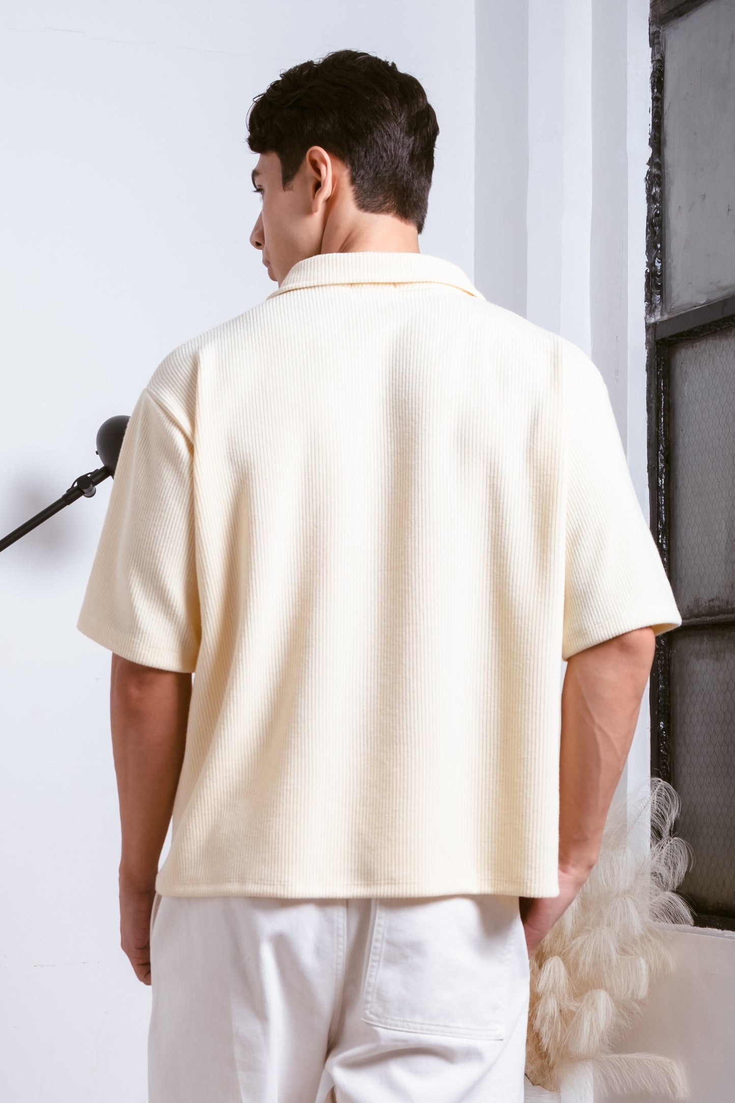 Cropped Knitted Shirt - Tuscan Cream