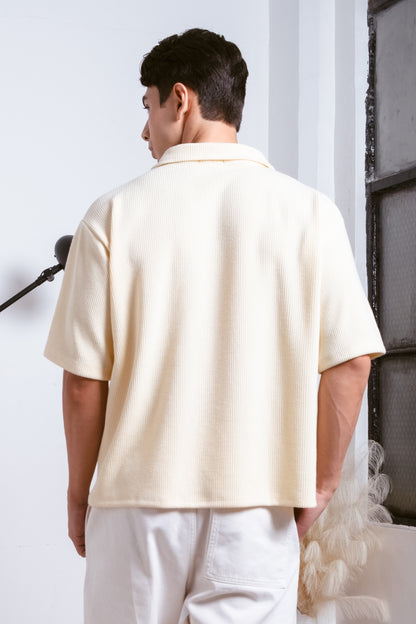 Cropped Knitted Shirt - Tuscan Cream