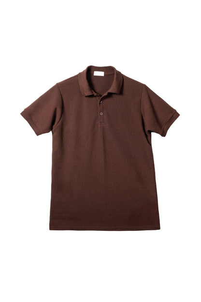 Slim-Fit Knitted Polo Shirt - Cedar Brown