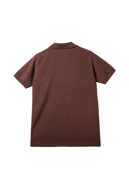 Slim-Fit Knitted Polo Shirt - Cedar Brown