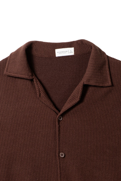 Cropped Knitted Shirt - Cedar Brown