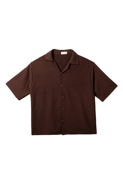 Cropped Knitted Shirt - Cedar Brown