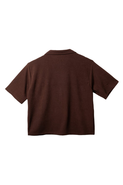 Cropped Knitted Shirt - Cedar Brown