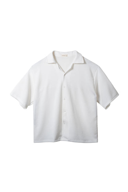 Cropped Knitted Shirt - Classic White