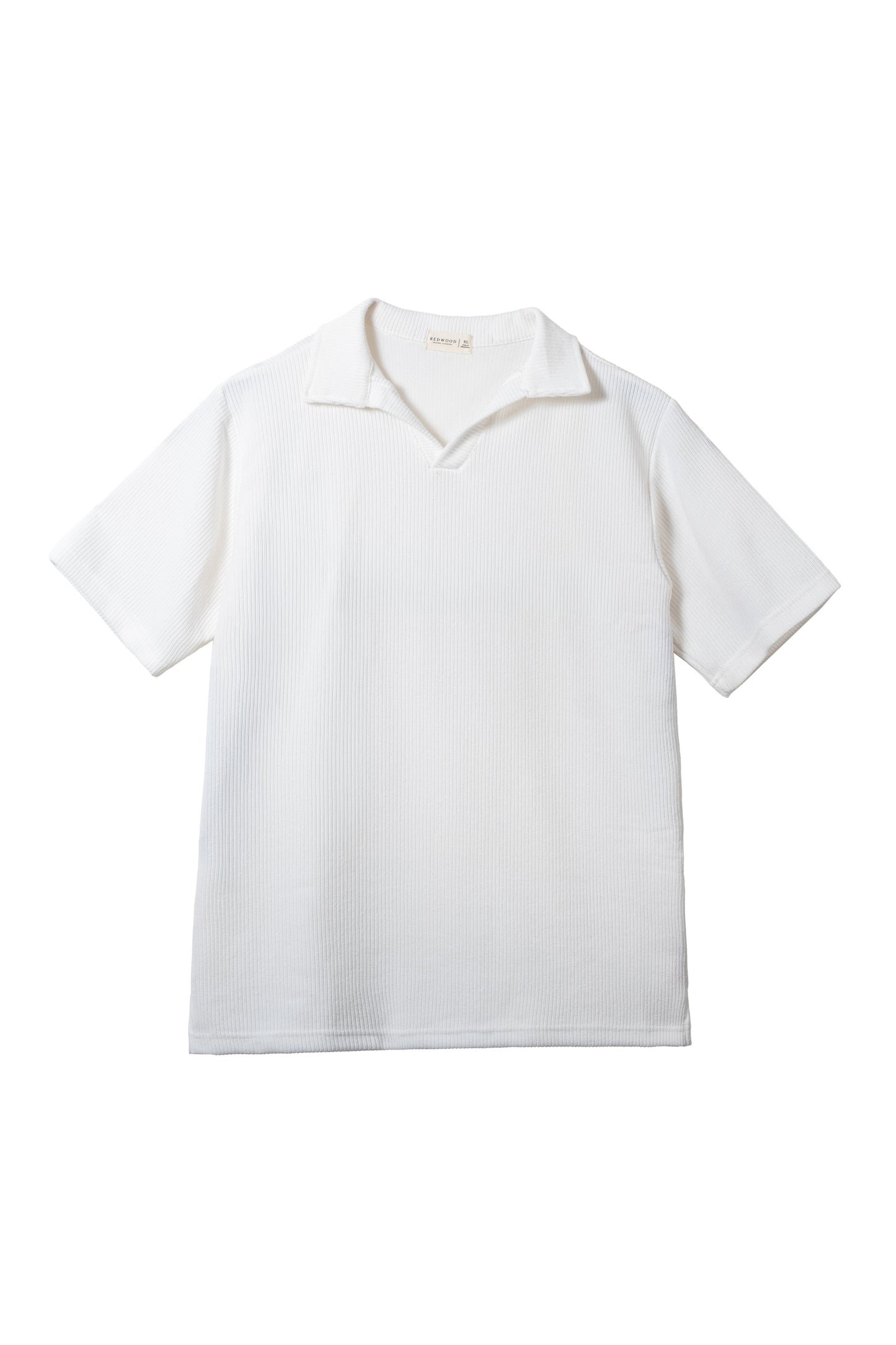 Knitted Open Collar Polo Shirt - Classic White