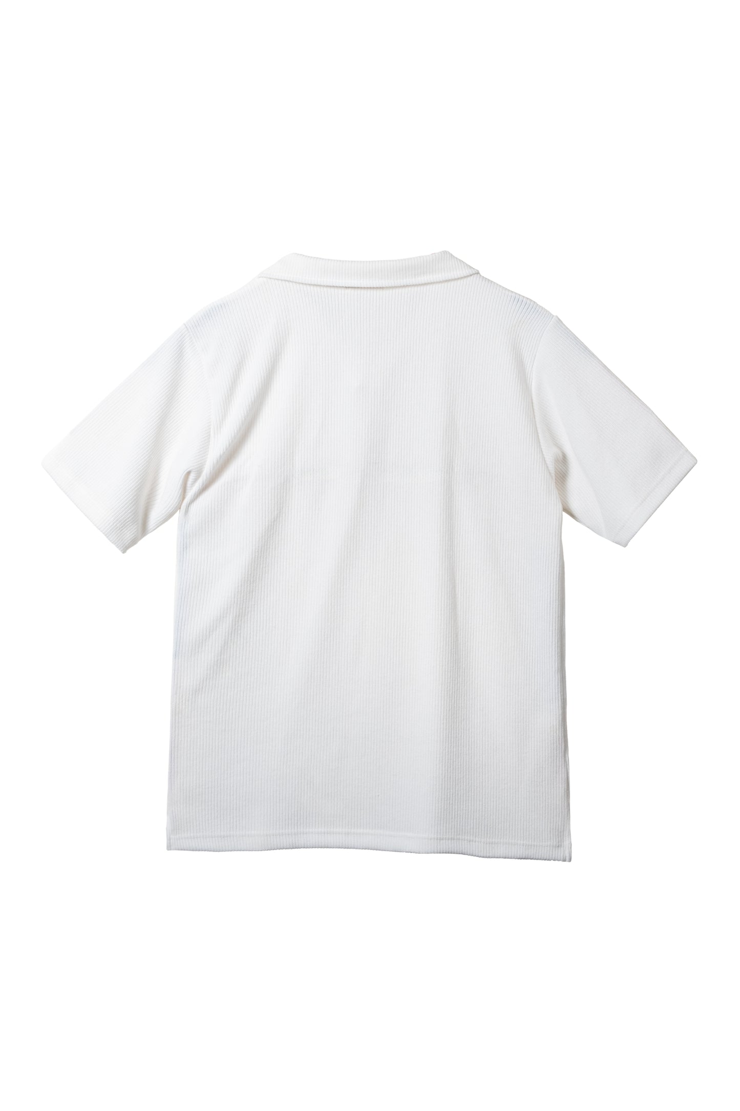 Knitted Open Collar Polo Shirt - Classic White