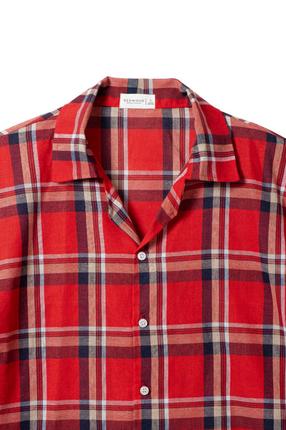 Vintage Boxy Cropped Shirt - Crimson Red