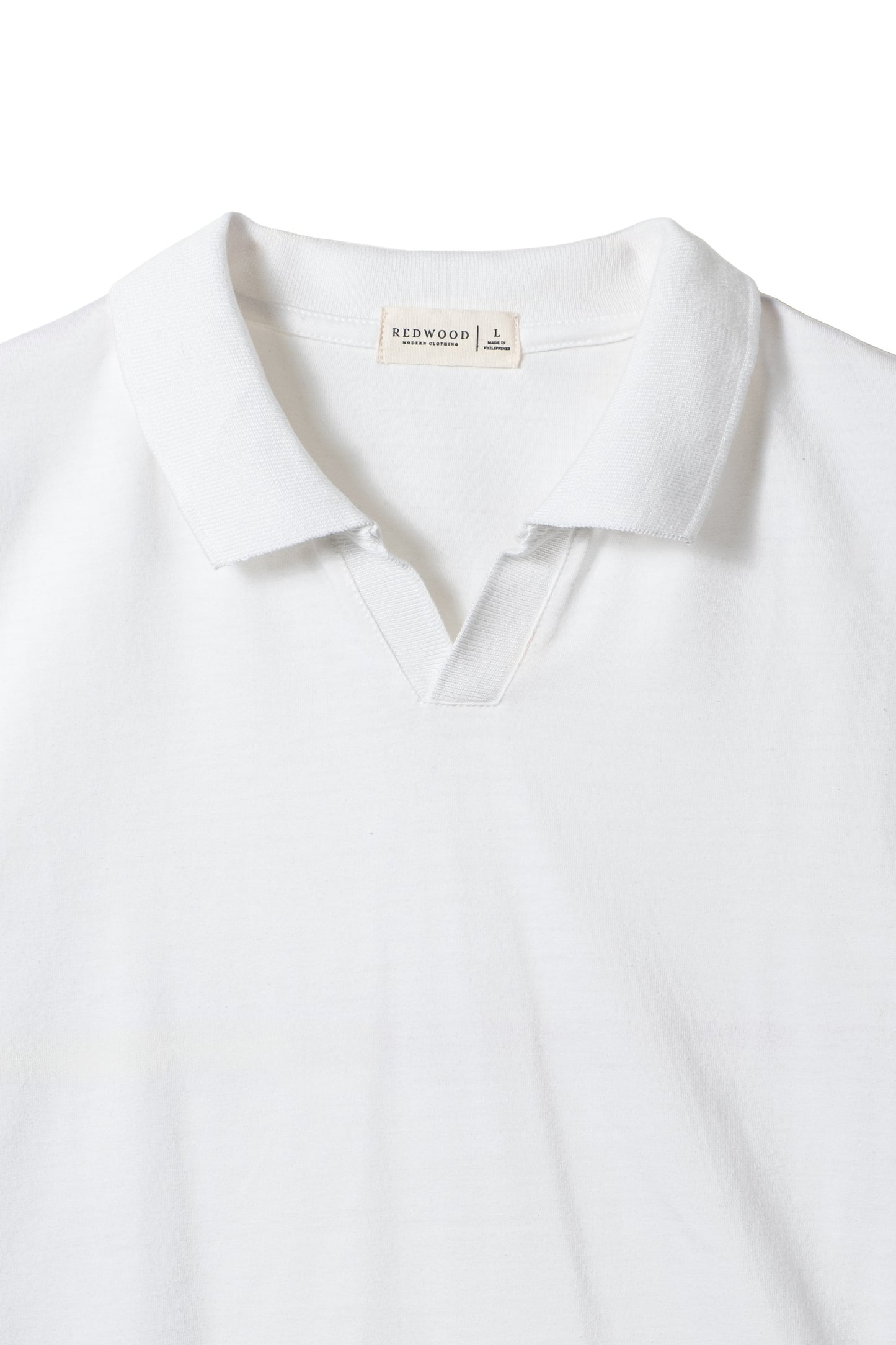 Cotton V-Neck Polo Shirt - White