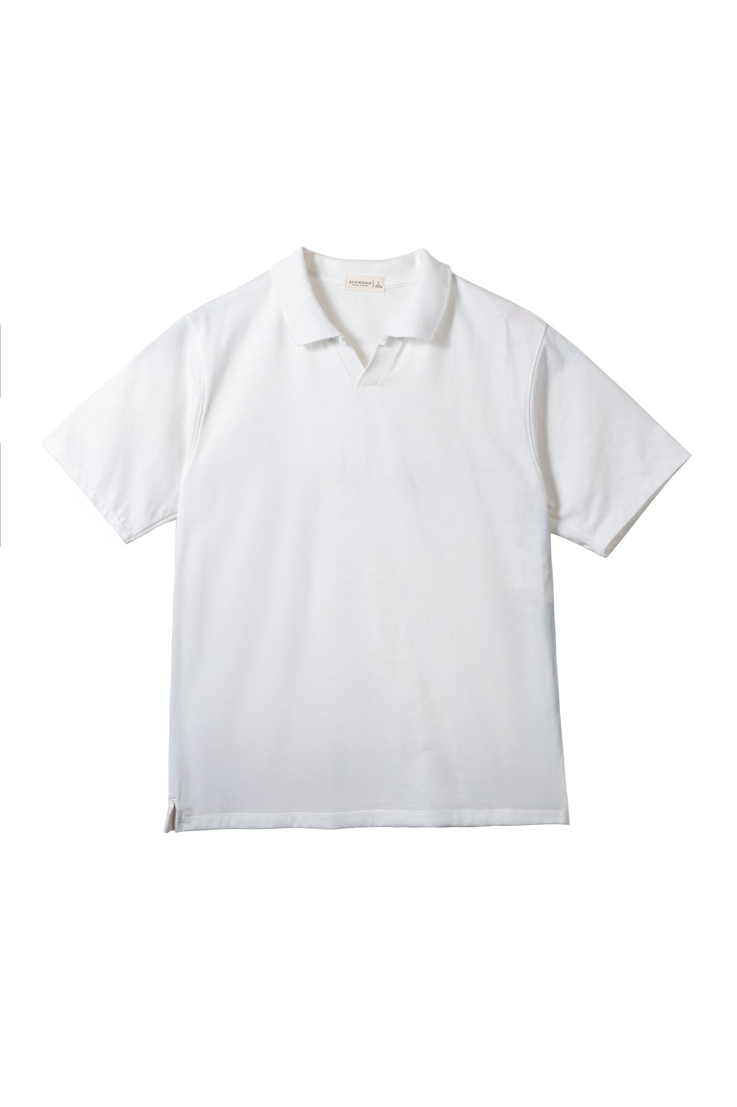 Cotton V-Neck Polo Shirt - White