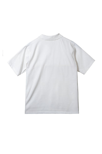 Cotton V-Neck Polo Shirt - White