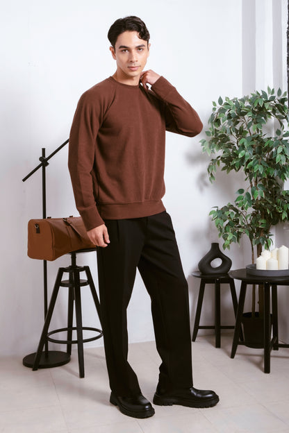 Tailored Fit Knitted Sweater - Cedar Brown
