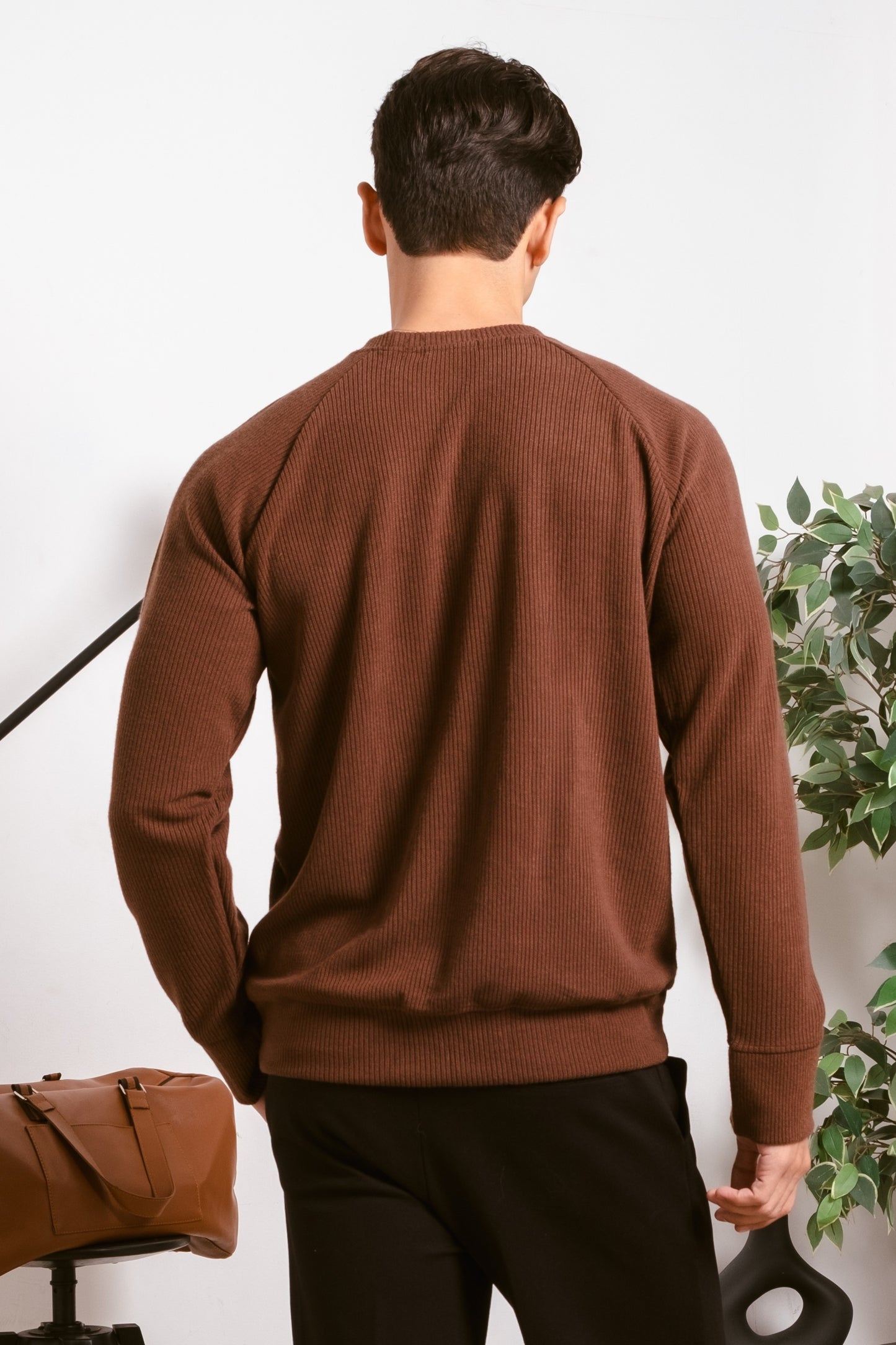 Tailored Fit Knitted Sweater - Cedar Brown