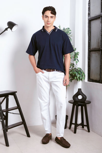 Oxford Knit Polo Shirt - Dark Navy