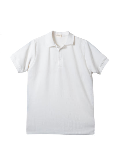 Slim-Fit Knitted Polo Shirt - Classic White [SKP08]