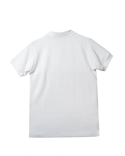 Slim-Fit Knitted Polo Shirt - Classic White [SKP08]
